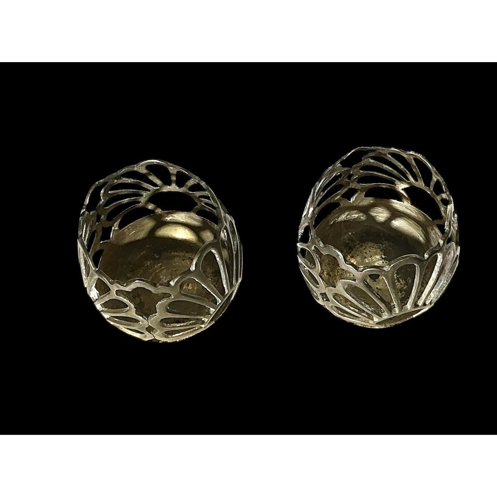 2 Pier 1 Imports Brass Candle Tea Light Votive Holder Set Reticulated Vintage - Picture 2 of 2